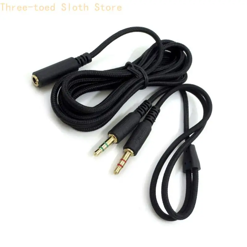 Verbessertes 3,5-mm-Nylonkabel, Buchse auf Stecker, 1 auf 2 Verlängerungskabel für Headset E74A – Detail 4