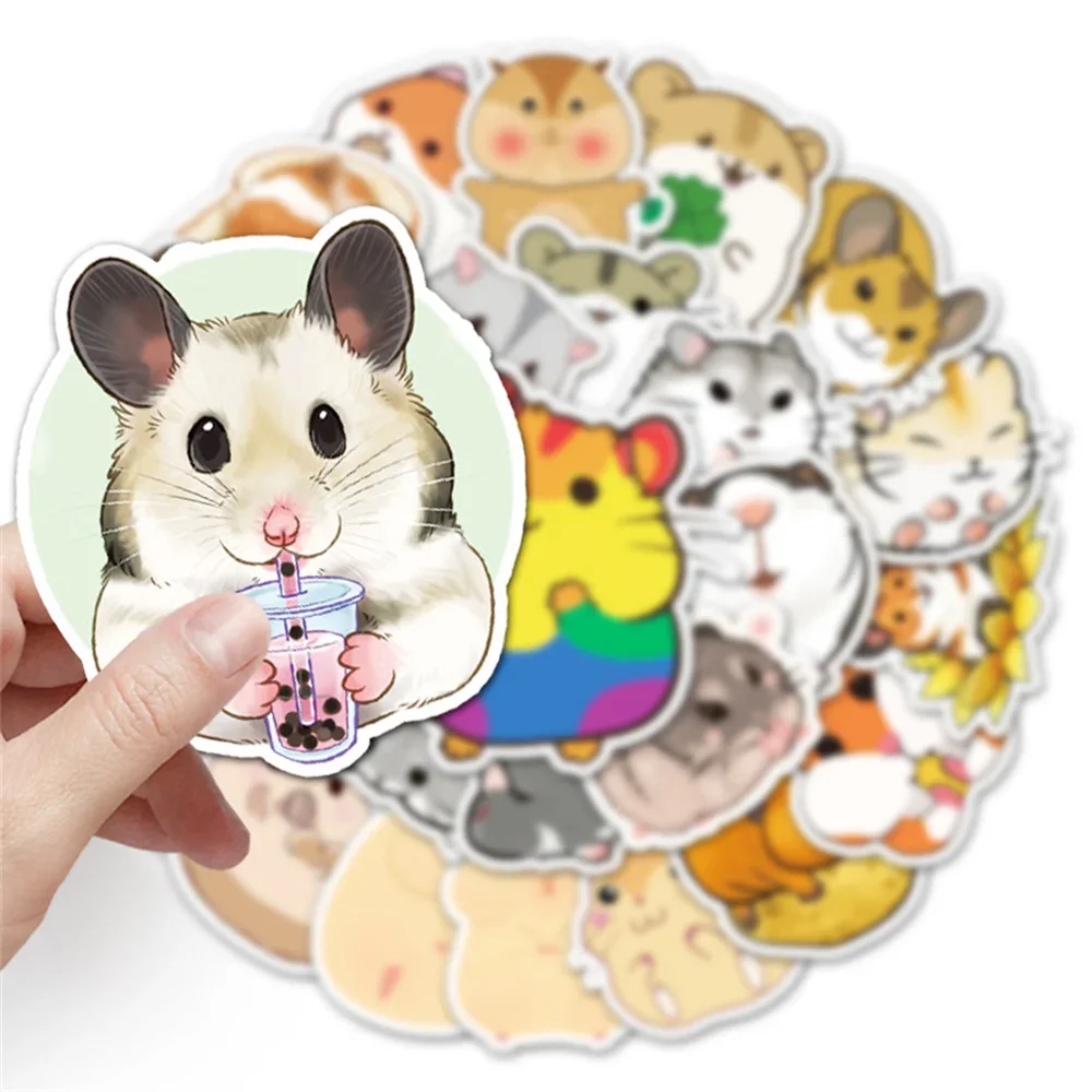 10/30/50PCS Cute Hamster Cartoon Animal Graffiti Sticker Personality Creative Sticker GuitarComputerWaterproof Sticker Wholesale