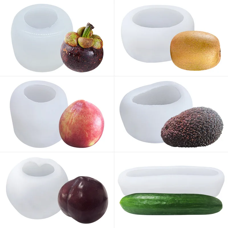 Imitation Fruit Peach Avocado cucumber kiwi Mousse Baking Cake Mold DIY Ice Cream Silicone Aromatherapy Candle Mold