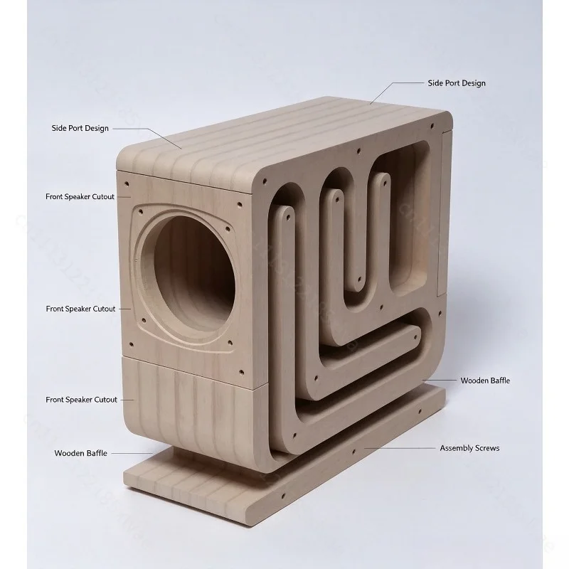 Desktop Bookshelf Stereo Audio Empty Box Custom DIY Labyrinth Wooden Speaker Cabinet 2 3 4 Inch For Speaker Pair Build Audio