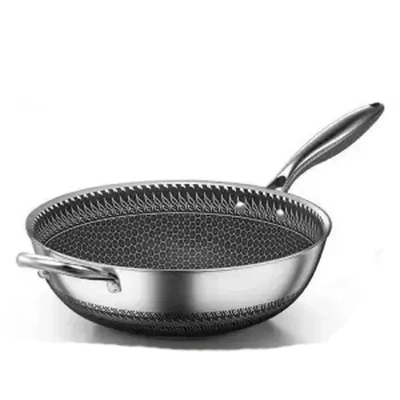 

Non-stick Pan 316 Double-sided Screen Stainless Steel Frying Pan Uncoated Household Flat-bottomed Cooking Pot Induction Cooker