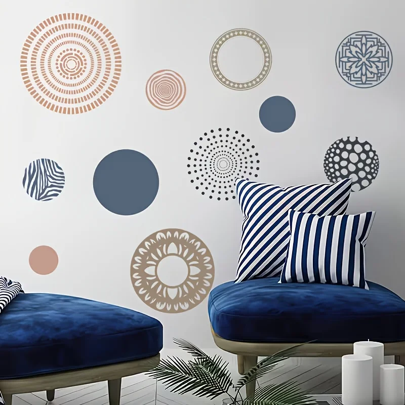 1pc Bohemian Geometric Circle Themed Wall Decals, suitable for decorating living rooms, bedrooms, studies and homestays