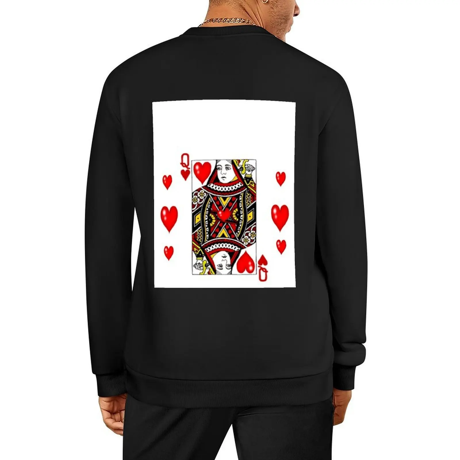 

QUEEN OF HEARTS SUIT CASINO PLAYING FACE CARD VALENTINES Pullover anime clothing men clothes new in sweatshirts
