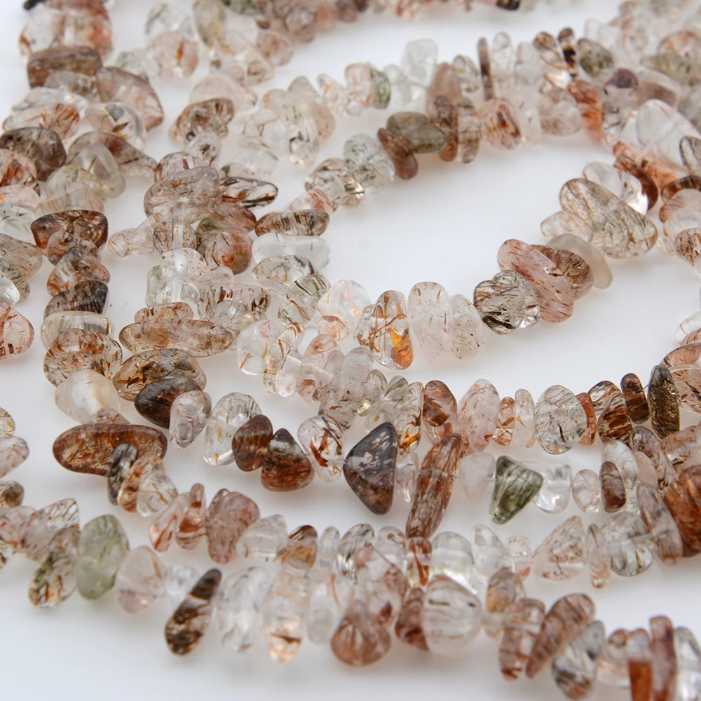 Natrural Brown Rutilated Quartz Irregular Chip Beads 5mm-8mm DIY Bracelet/Necklace For Jewelry Making