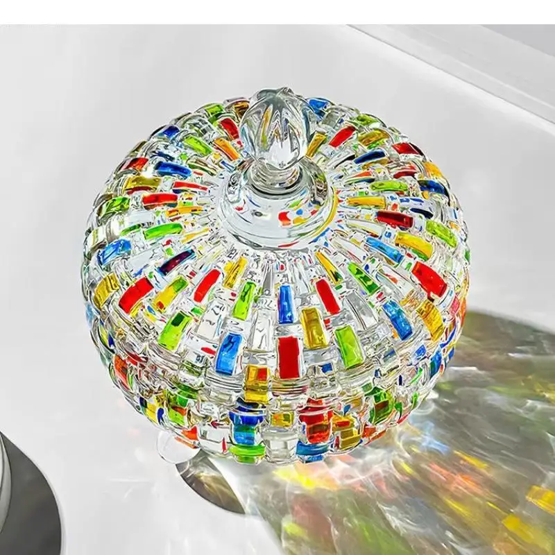 

Crystal Glass Jar with Lid Living Room Desktop Candy Storage Jar Jewelry Storage Container Dried Fruit Storage Box Home Products
