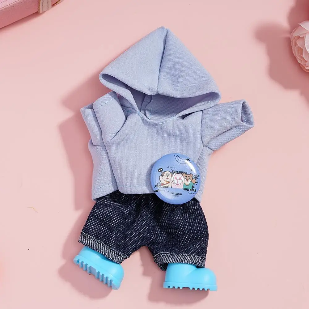 

17cm Clothes For Labubu Mini Hooded Sweatshirt Trousers Shoes Suit With Medal Cute Plush Toy Outfit Accessories For Gi E6s0