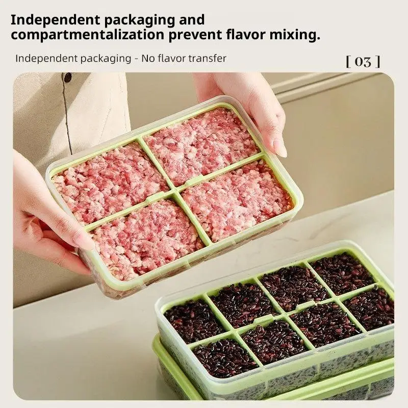 ~Detachable Multi Compartment Food Storage Box Freshness Preservation Meat Rice Freezing Sub Packing Rectangular Box