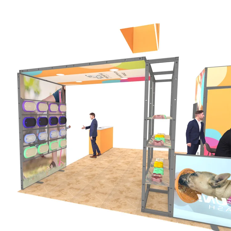 20x20 6x6 suporte de exposição modular reutilizável da exposição comercial feita sob encomenda com suporte da TV