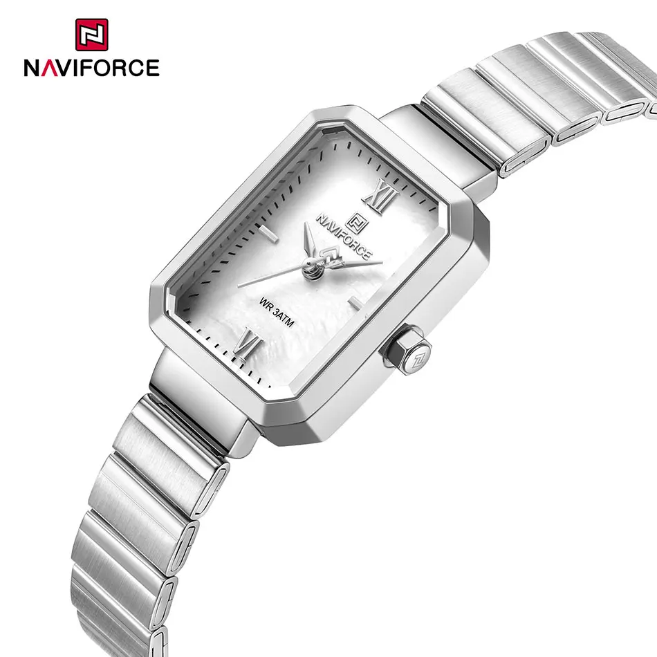 NAVIFORCE Women Watch 2024 Stainless Steel Square Quartz Watch Women Fashion Casual Ladies Watches Relogio Feminino Reloj Mujer