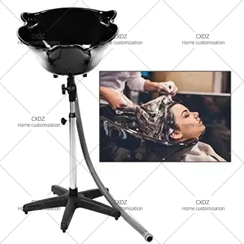Adjustable Deep Shampoo Basin for Hair Salon with Groove Hair Band Drainage and Cleaning Hose Professional Equipment