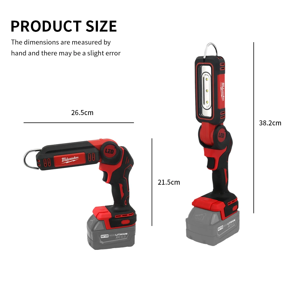 Milwaukee Lithium Battery 20V M18 Super Bright 90 Degree Rotation Jobsite Light Portable Handheld Flashlight  LED Work Light