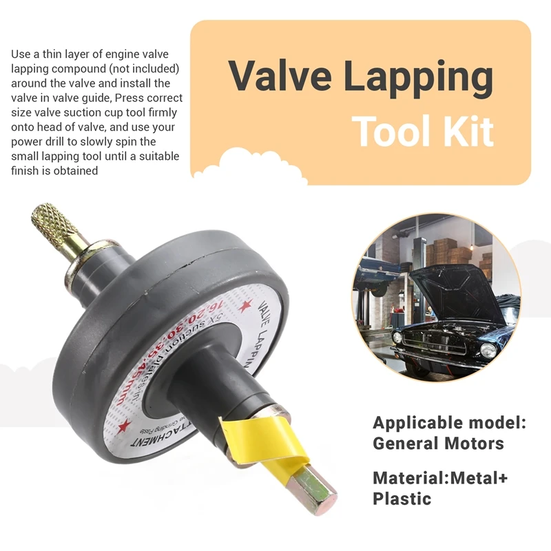 Kit d'outils de rodage de Valve, petit Kit de lapisseuse de Valve de moteur avec 4 plaques d'aspiration, outil de meulage de Valve électrique-AT64