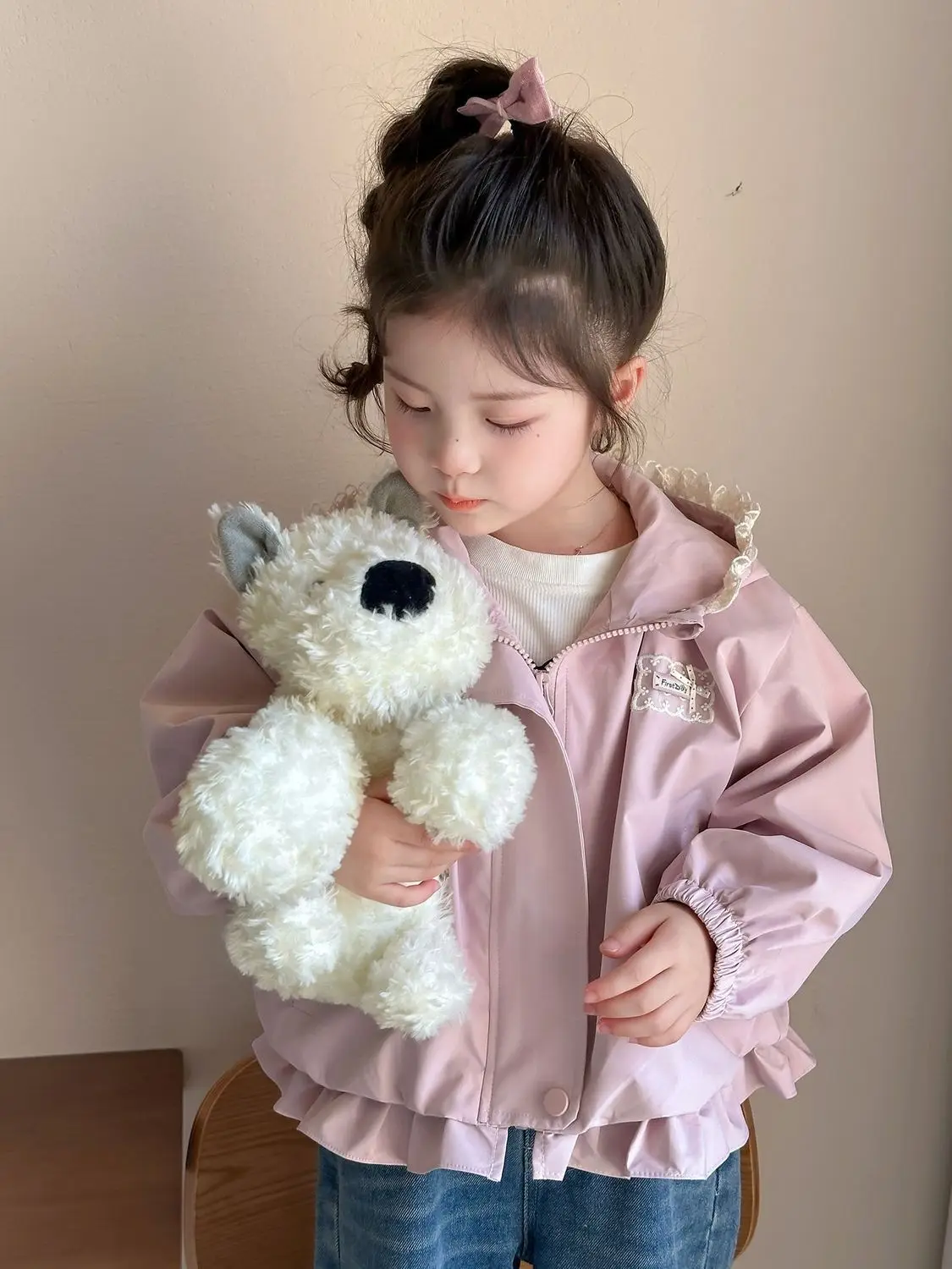 Girl's Jacket Spring and Autumn New Style Children's Baby Fashionable Western Hooded Coat Outerwear