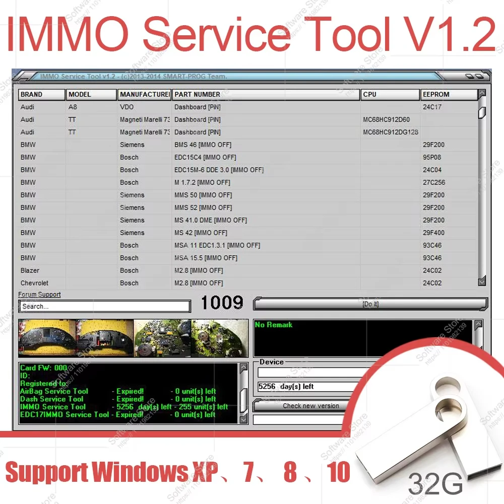 

La más nueva herramienta de servicio IMMO Edc 17 V1.2, software de diagnóstico para coche, código PIN USB de 32GB y Immo de desc