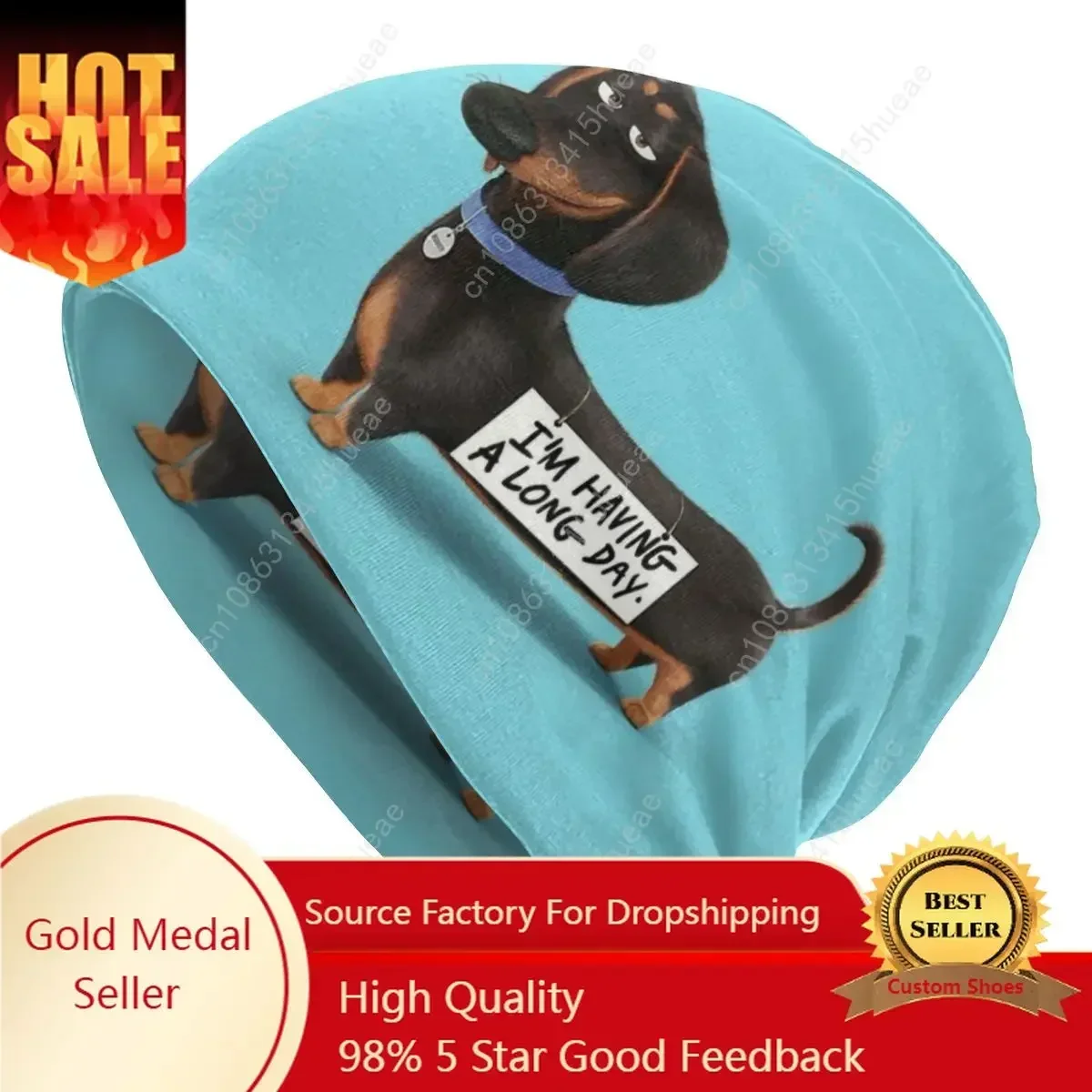 

Kawaii Dachshund Unisex Slouchy Beanie Hats Men Women Wiener Badger Sausage Dog Fashion Knit Skullies Beanies Cap for Winter Ski