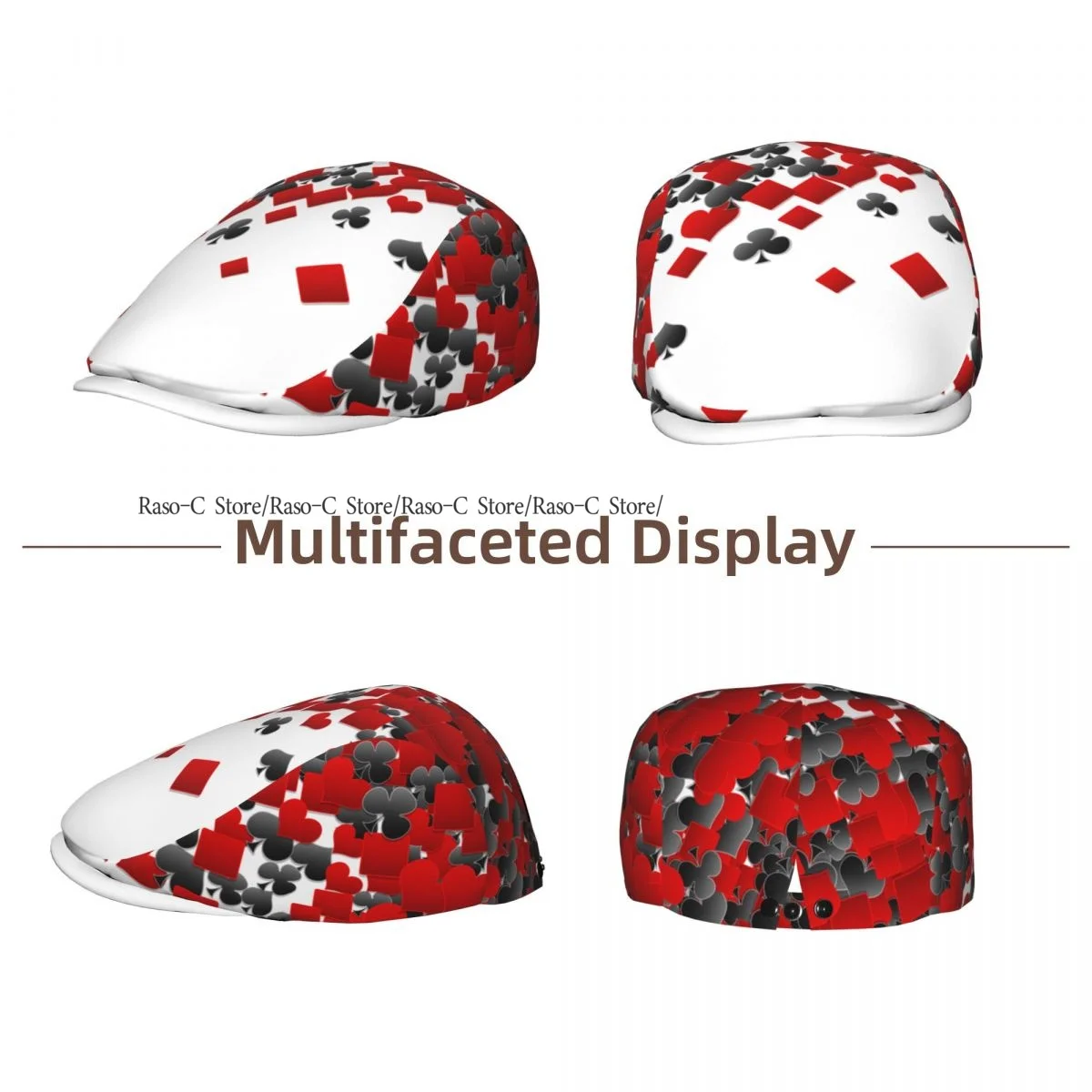 Spring Summer Adult Flat Cap Abstract Poker Unisex Newsboy Ivy Cap Light Thin Forward Beret Outdoor Hat