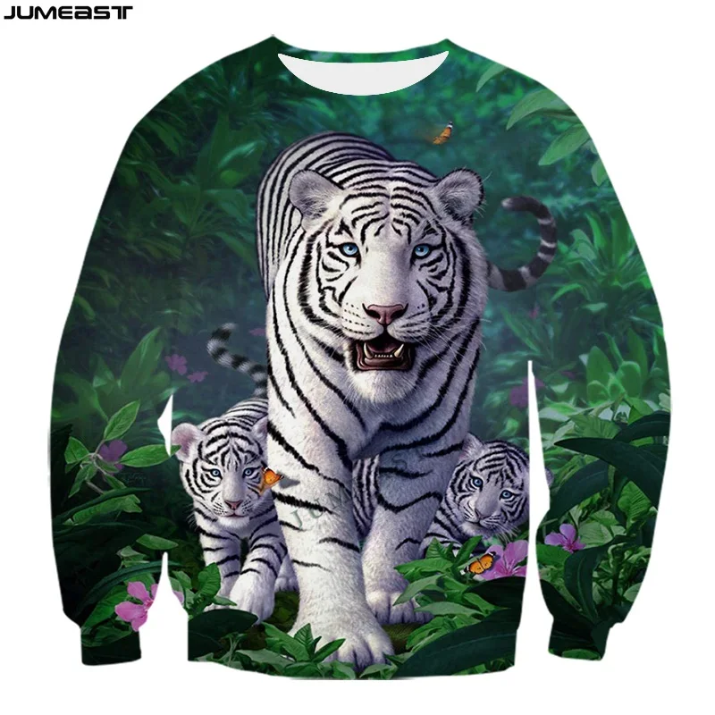 Jumeast Y2k Men Women 3D Printed Sweatshirt Hip Hop Animal Tiger Long Sleeve Fashion T Shirt Sport Pullover Tops Tees