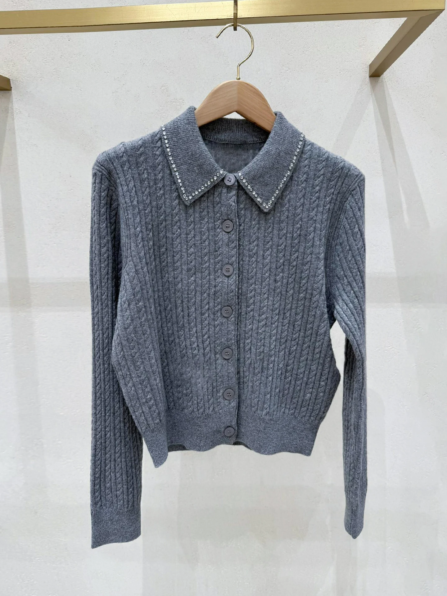 

M Home South Oil Высококачественный женский вязаный открытый кардиган с бриллиантами, топ средней осени и зимы, стандартный крой, для поездок на работу