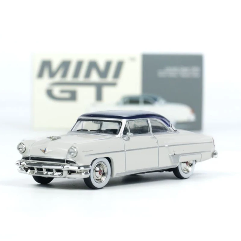 MINIGT 1/64 631 Lincoln Capri 1954 Arctic White / Atlantic Blue LHD Diecast Automotive Model Ornaments Toys Gift Decorations