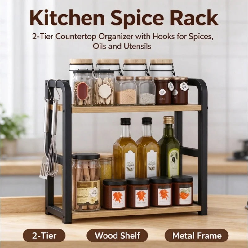 Stocking Stuffers Christmas Gift 2‑Tier Metal Countertop Shelf Space‑Saving Organizer Rustproof Kitchen Rack for Coffee Mugs