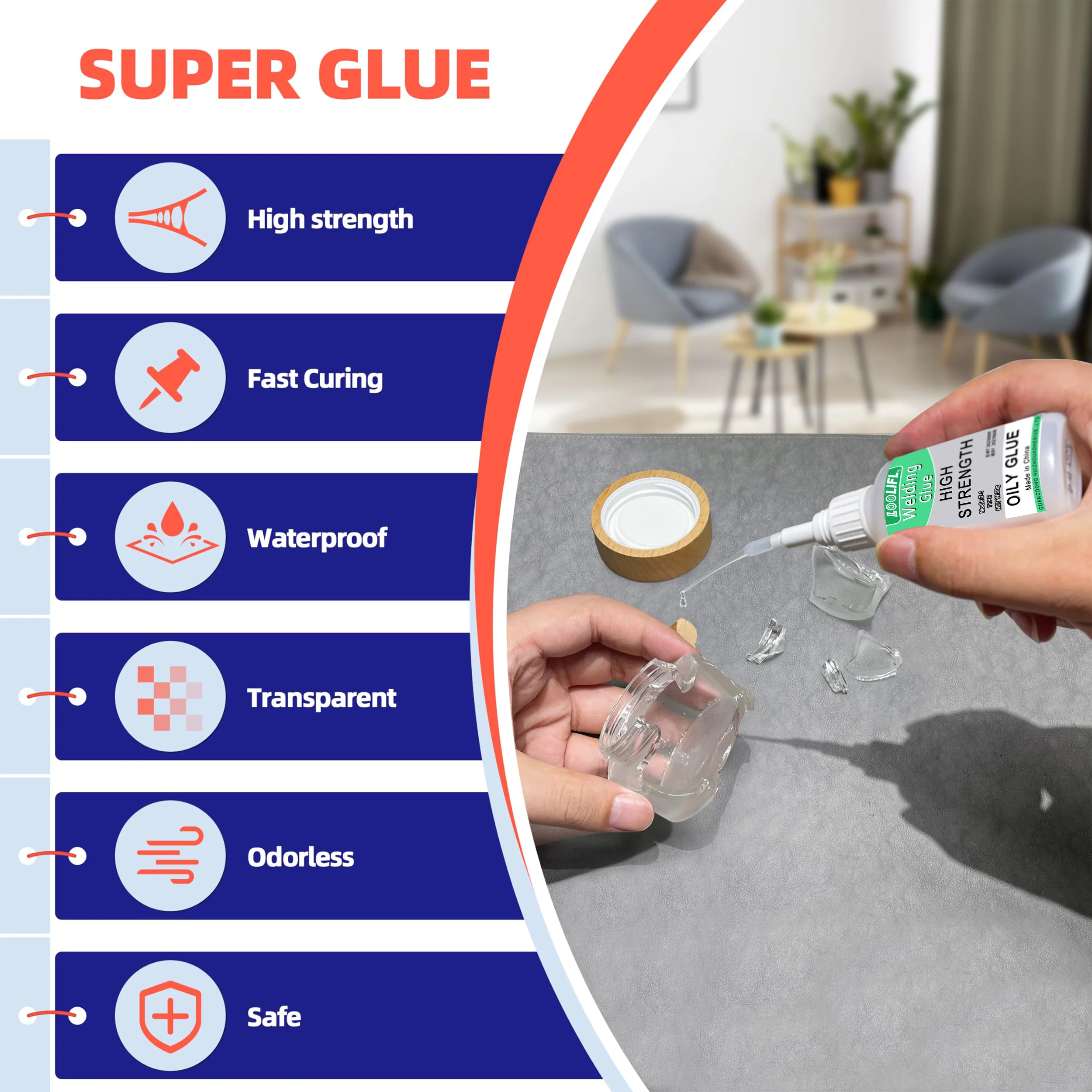 Starker Kleber, magischer Kleber, transparenter und geruchloser wasserfester Kleber, geeignet zum Binden von Bürokleber verschiedener Materialien.