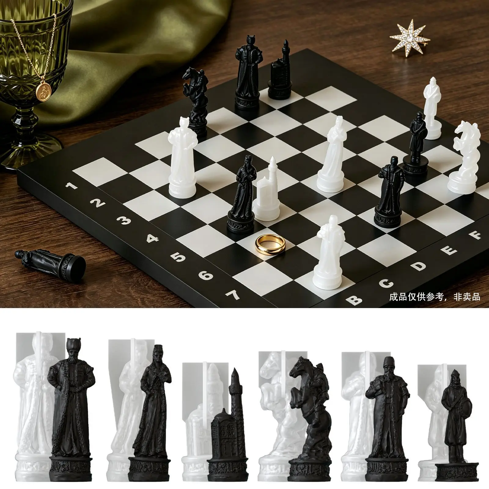 3D Vintage European Chess Pieces Silicone Mold DIY UV Epoxy Resin Plaster Chess Board Game Set Ornament Home Decor Gift Mould