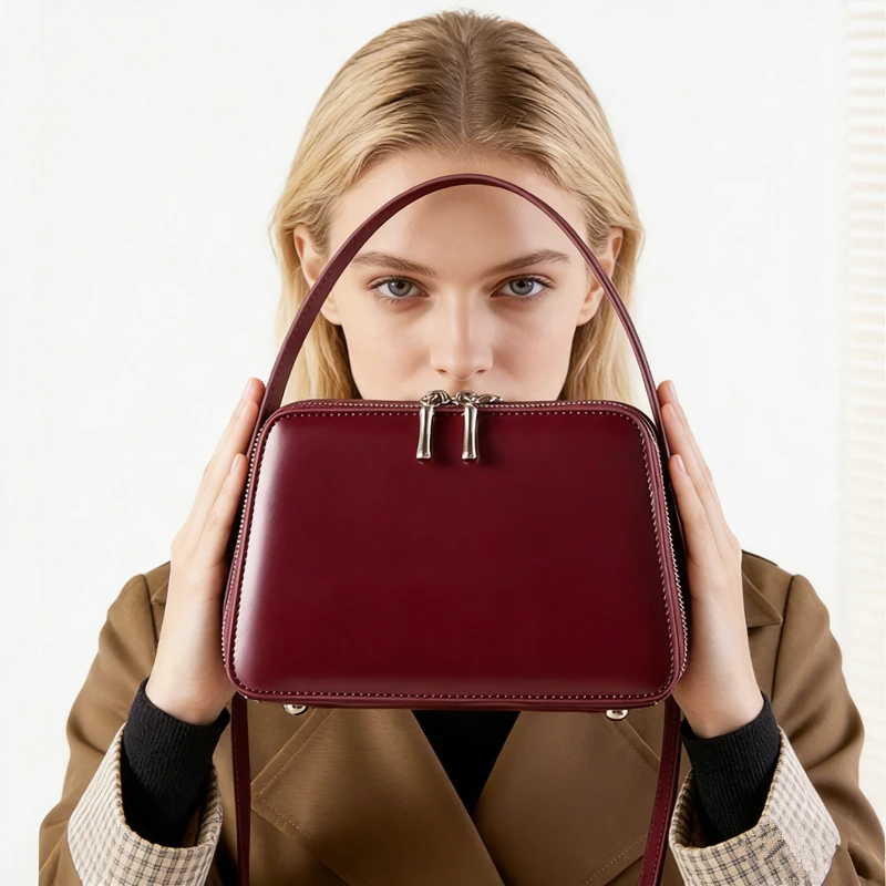 

Женские мини-сумки Burminsa из натуральной кожи, минималистичные дизайнерские элегантные сумки-бокс с верхней ручкой, маленькие сумки через плечо