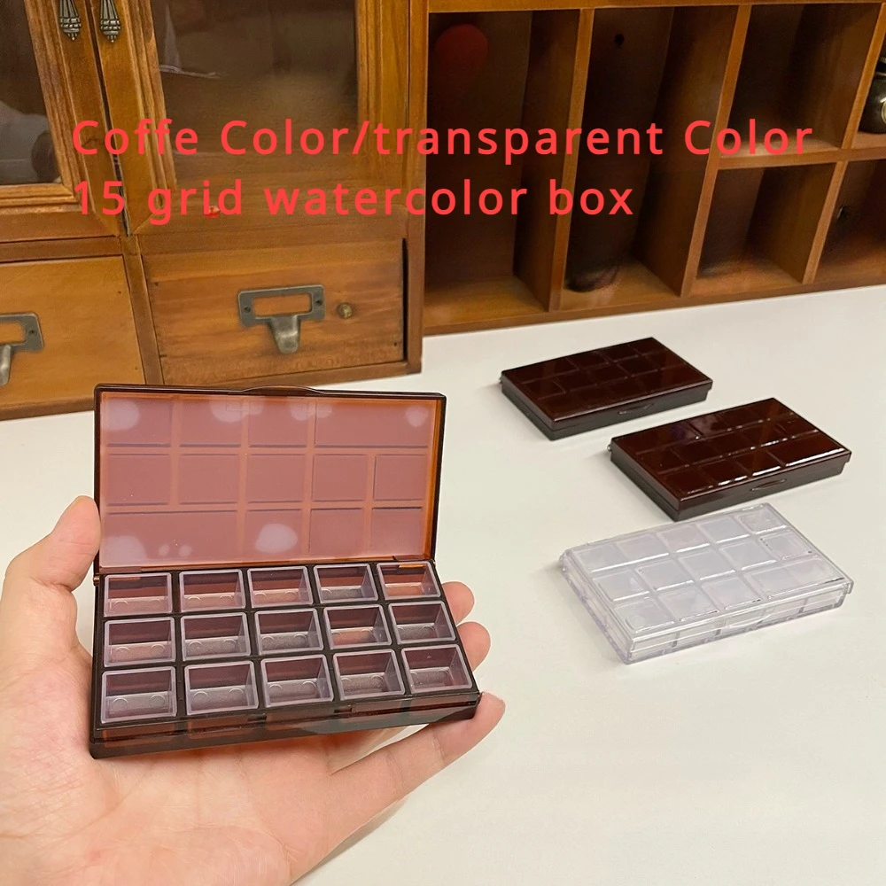 15 Grid Coffee/Transparent Color Travel Mini Humidor 2ml Watercolor Acrylic Paint Dispenser Box Portable Art Painting Supply