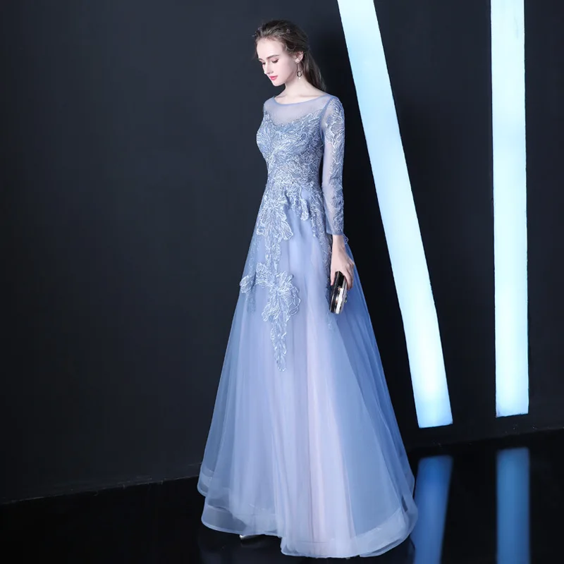 Party dresses gala Bride cocktail graduation gown for special event Lace Long Dinner Blue Elegant Banquet evening dresses H892