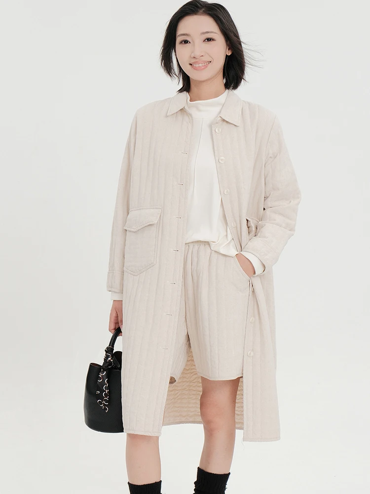 

Оригинальное женское хлопковое пальто Bukhara Jaet Long Sve прямого кроя средней длины, зима 20225, цвет Thiened