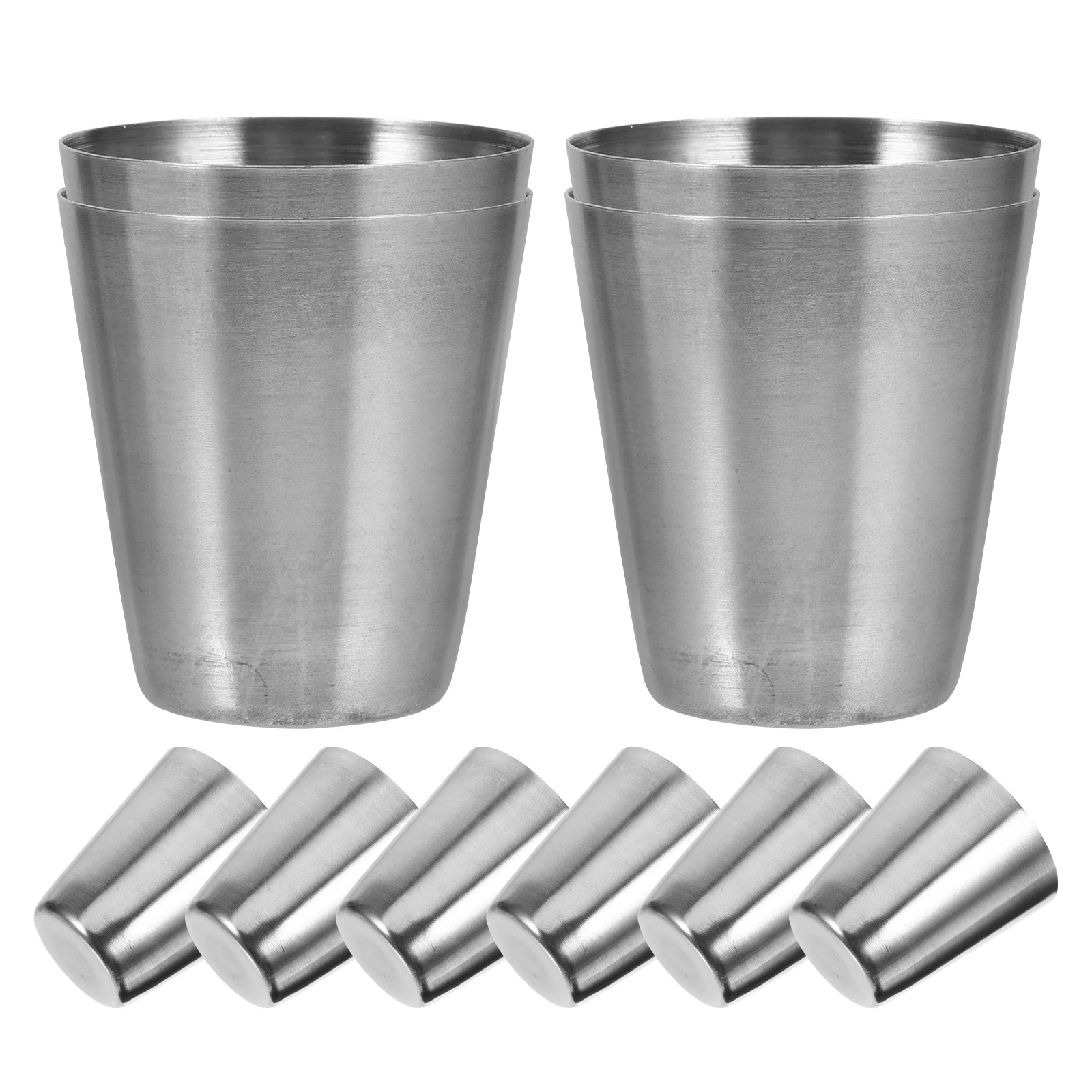 

10Pcs Stainless Steel Portable Wine Cups Mini Metal Outdoor Camping Barbecue Party Cups Easy Clean Metal Wine Cup