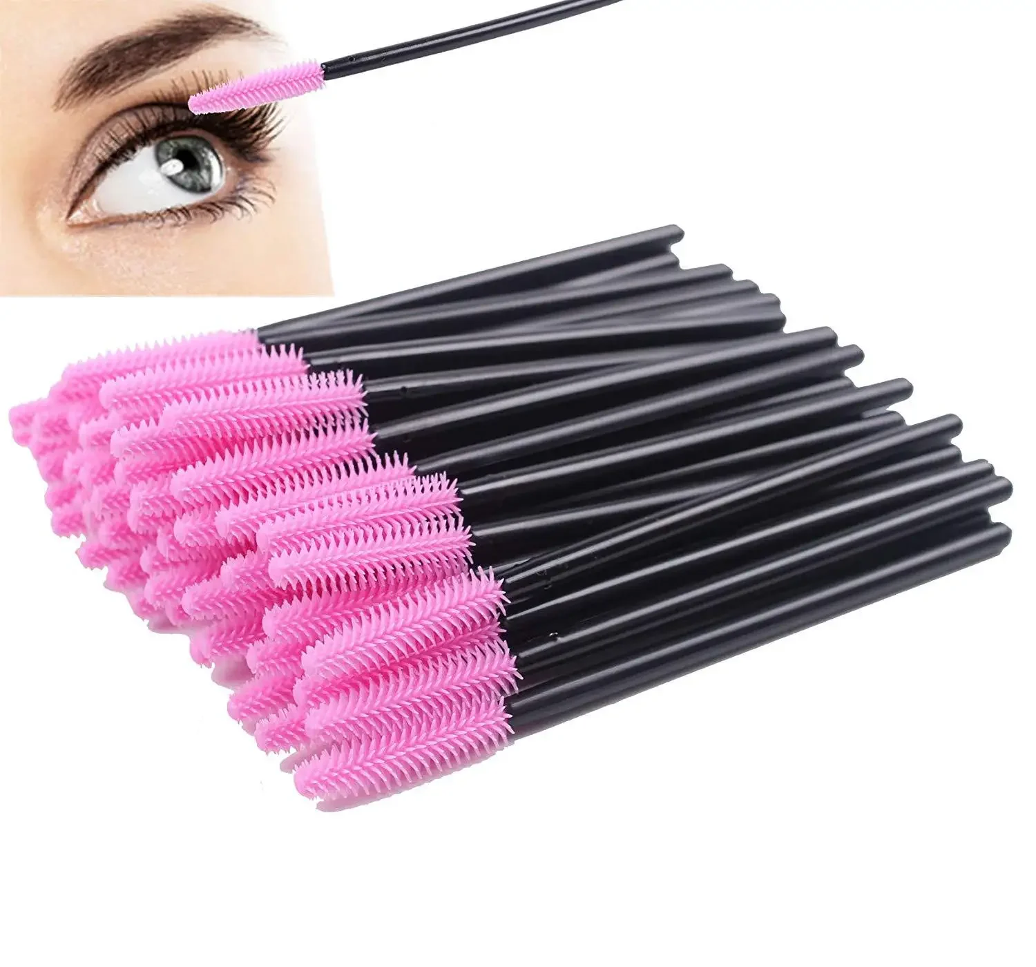 25/50PCS New Eyelash Brush Disposable Silicone Gel Mascara Wands Applicator Spoolers Lashes Cosmetic Brushes Makeup Tools
