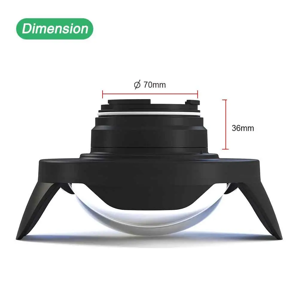 Seafrogs 6 Size WA005-A/B/C/D/E/F 40M/130FT 6 Inch Wide Angle Glass Dome Port Lens for Waterproof Underwater Camera Housing Case