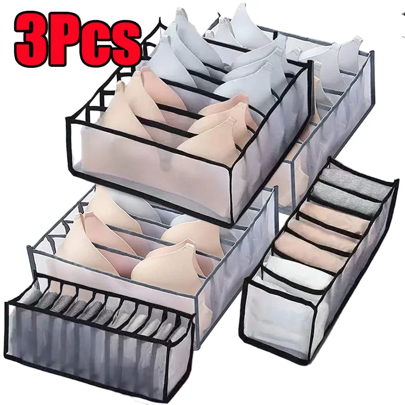 Underwear Drawer Organizer Storage Box Gruds Foldable Closet Organizers Trancparent Mesh Drawer Divider For Underpants Socks Bra