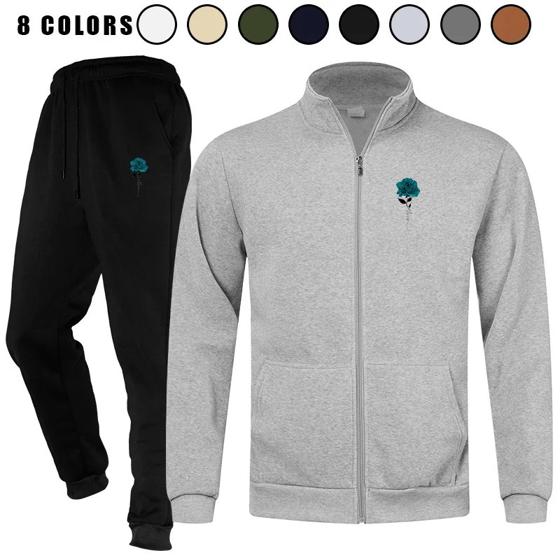 

Men Long Sleeve Sweatsuit Active Track Suits Sets Full - zip Jackets and Pants 2 Piece Outfits