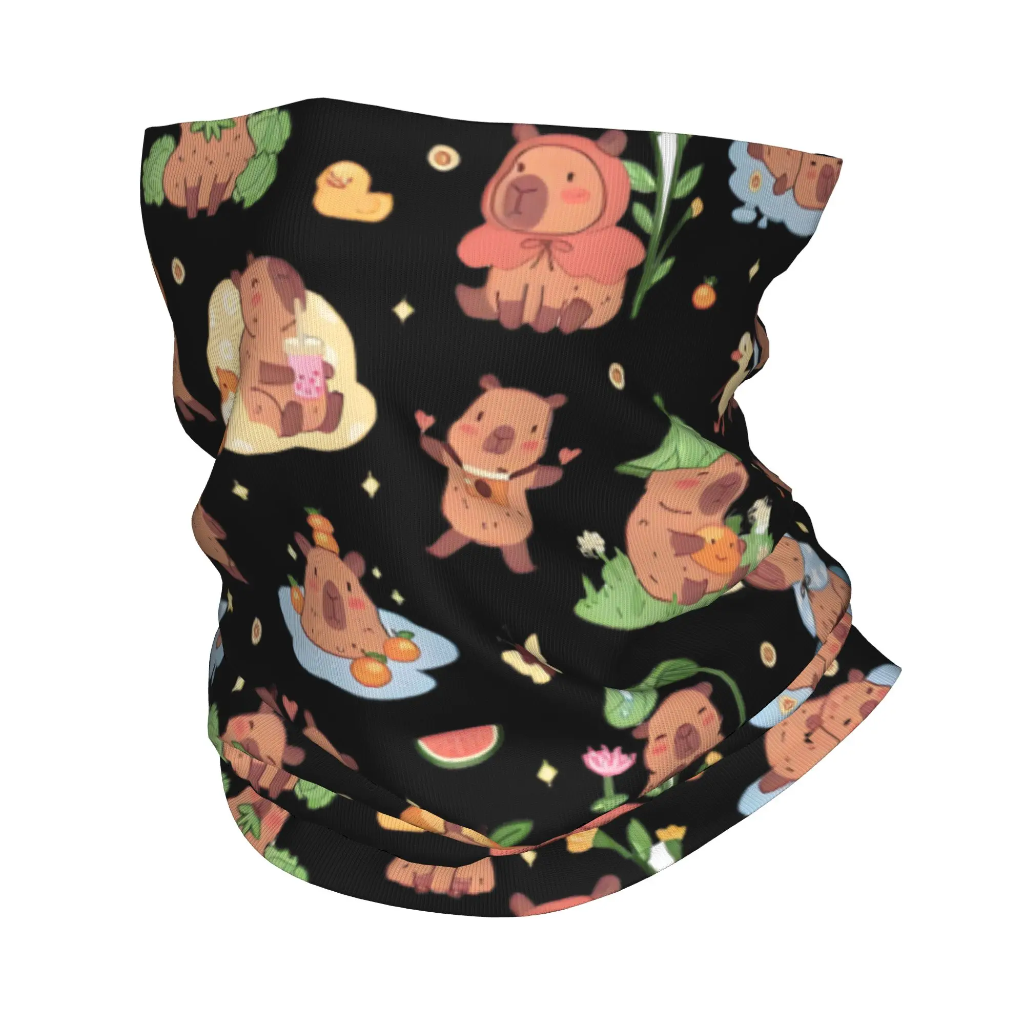 

Зимняя повязка на голову и шею с аниме-капибарой для мужчин и женщин, для походов и бега, забавный милый шарф-бандана с забавным лицом, гейтер