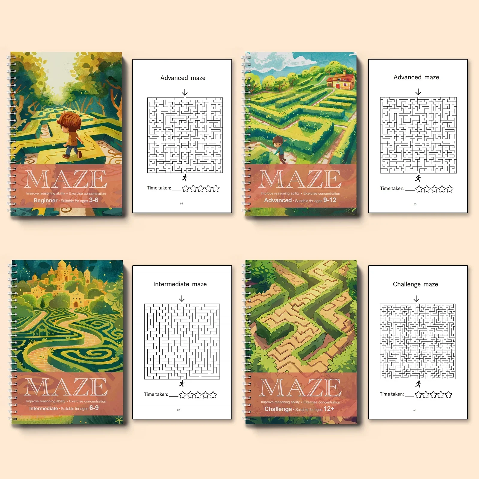 Kids Maze Game Book, Fun Puzzle Activity Workbook, Brain Training for Children, Improve Concentration & Logical Thinking