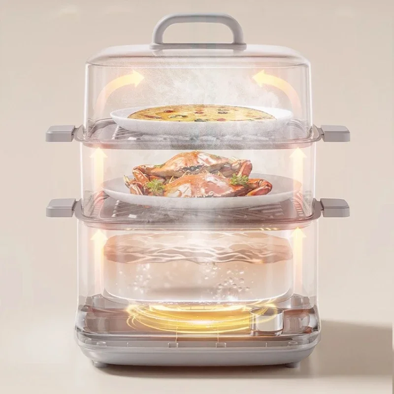 FirmHome StoreHousehold 3-layer Electric Steamer Multi-functional All-in-one For Steaming Boiling Stewing With Reservation Great