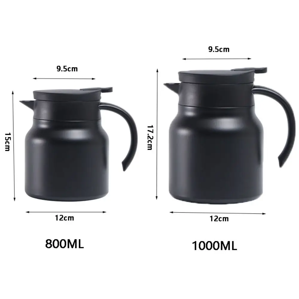 800/1000ml Insulated Kettle Large Capacity Stainless Steel Coffee Mug Teapot with Filter Portable Travel Business Coffee Pot