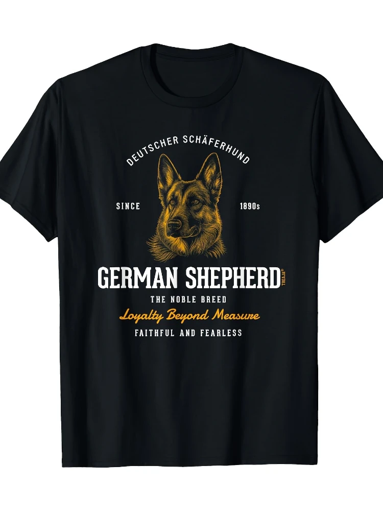 

German Shepherd"The Noble Breed"Graphic design-100% cotton summer O-neck short sleeve casual printed men's T-shirt.