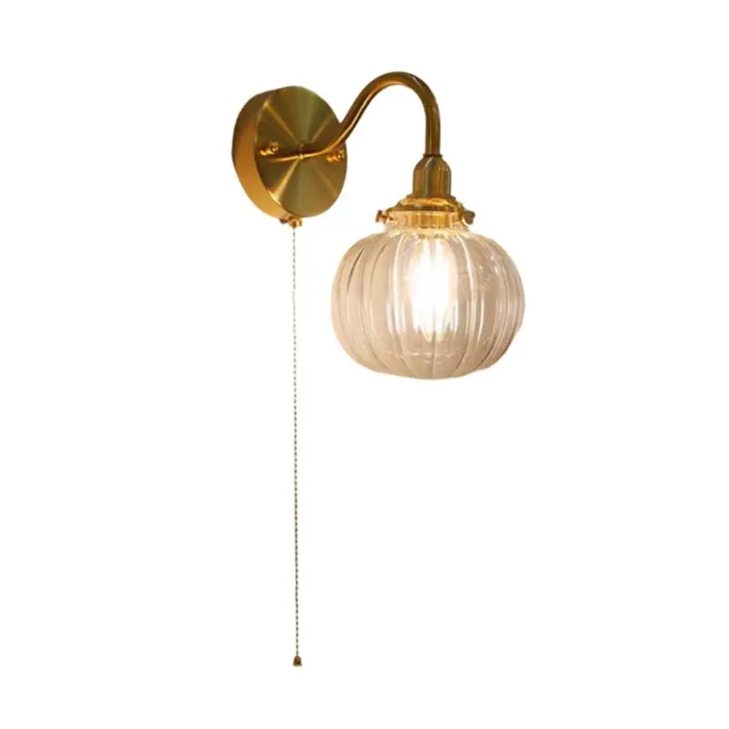 Transparent Glass Globe Wall Lamp 220V Mid Century Modern Style Sconce With Switch 3 Color Dimming Function