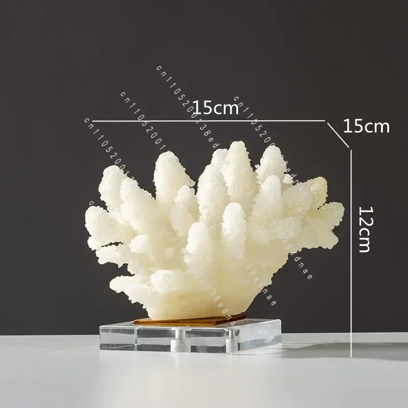 Colorful Resin Coral Sculpture - Hollow Imitation Coral Decor with Crystal Accents