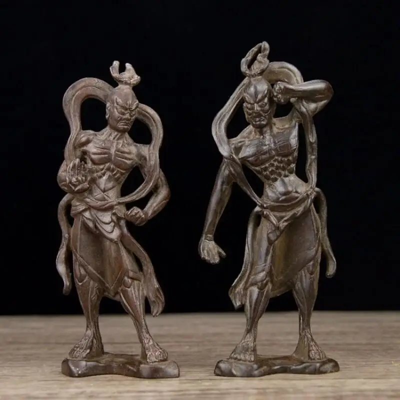 Chinese antique figure statues the Marshals Heng and Ha Buddha statue ornaments retro home decorations handicrafts gifts
