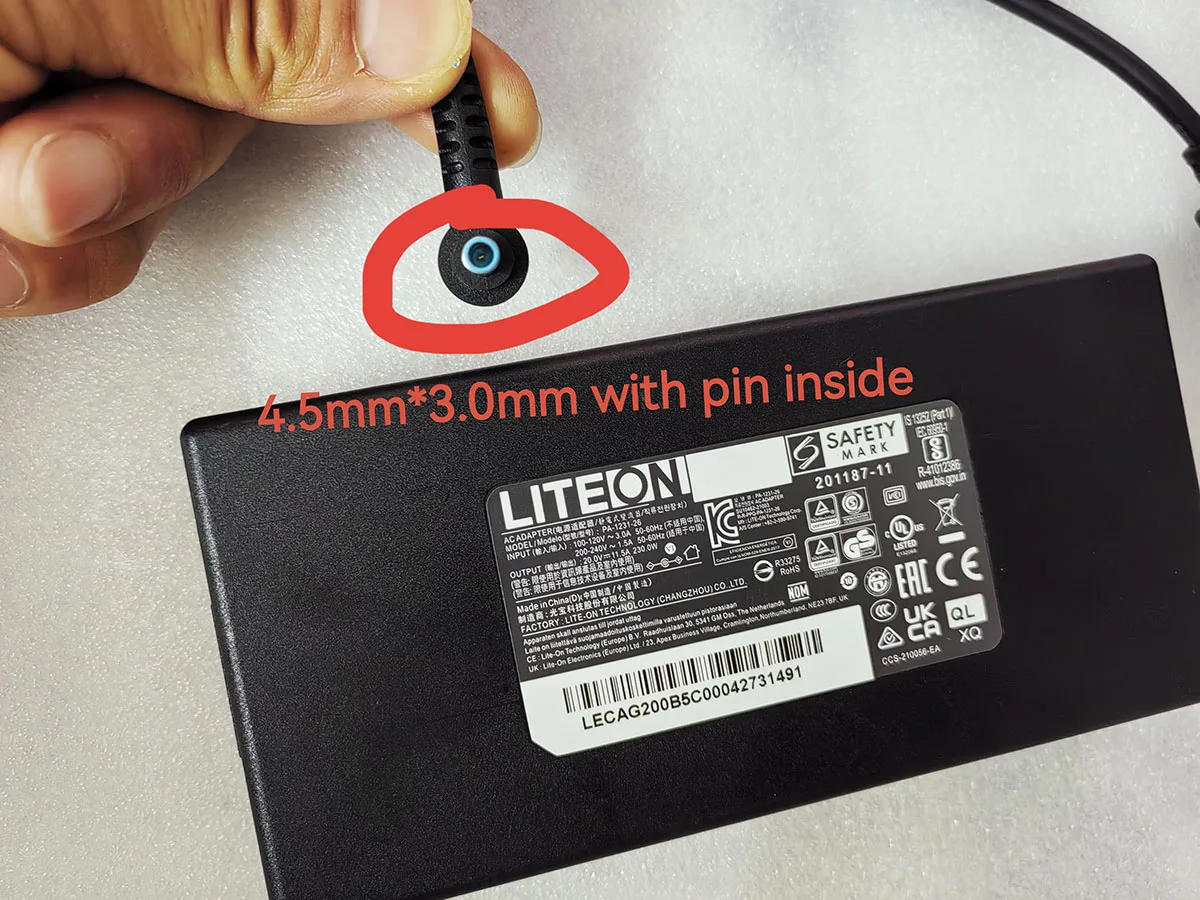 OEM LITEON 20V 11.5A Blue Tip 4.5mm*3.0mm Pin 230W PA-1231-26 For THUNDEROBOT 16 R16 i9-14900HX+RTX4060 Gaming Laptop adapter