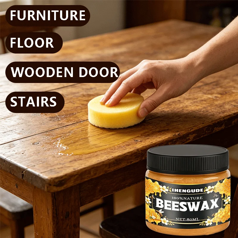 80ml Beeswax Wood Wax Polish Waterproof Gloss Enhancer for Furniture Doors Stairs And Floors Woodcare