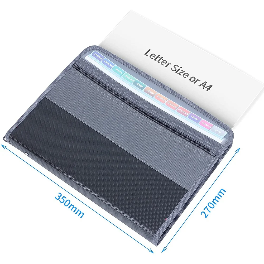13 Pocket File Folder Storage Rack,File Box Storage Bag,with Zipper, Suitable for A4 Paper, Banknotes,Document Receipt A