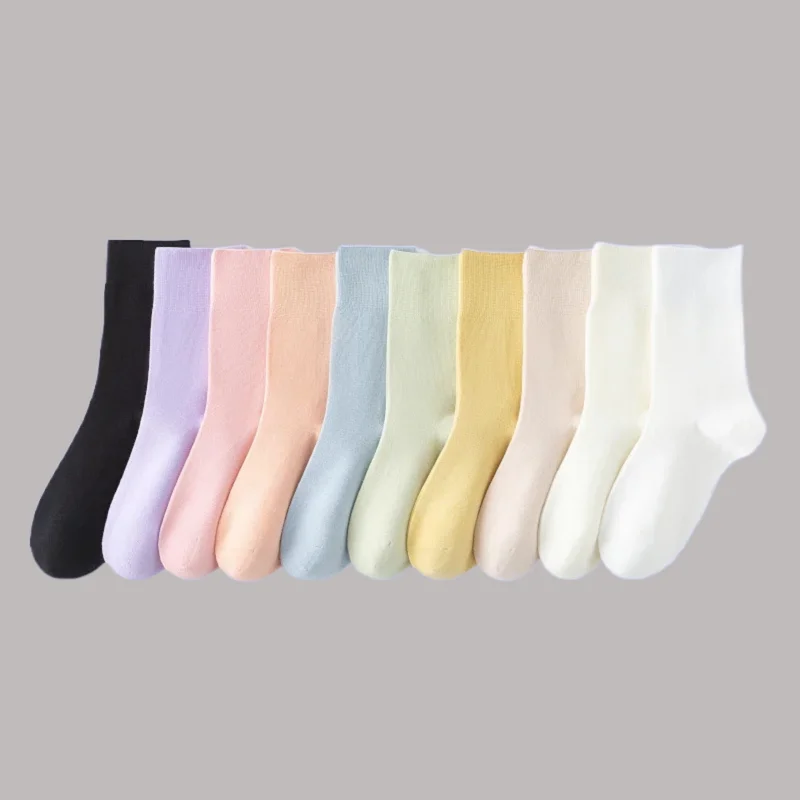 5/10 Pairs Children's Casual Socks Fashion New Season Combed Cotton Postpartum Pure Cotton Mid Tube Socks Women's Boneless Socks