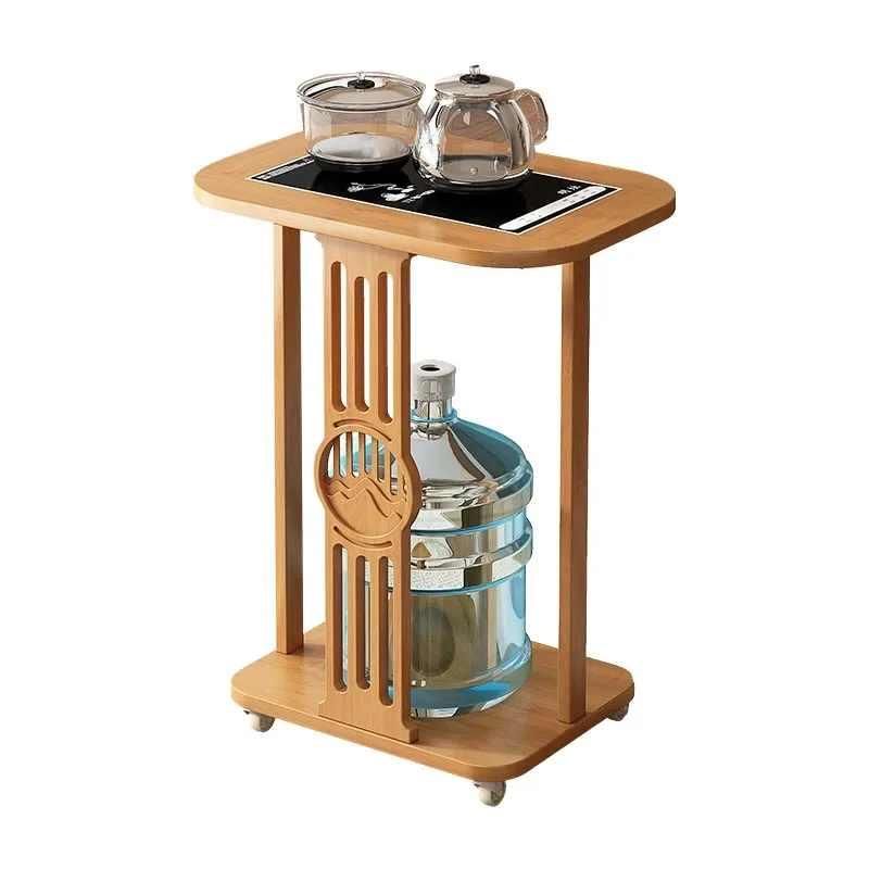 

Mobile small coffee table side cabinet kettle integrated tea cabinet living room balcony office non-solid wood tea cart