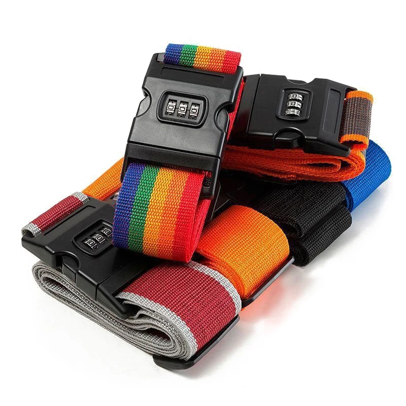 2Meters Rainbow Password Lock Packing Luggage Bag With Luggage Strap 3 Digits Password Lock Buckle Strap Baggage Belts