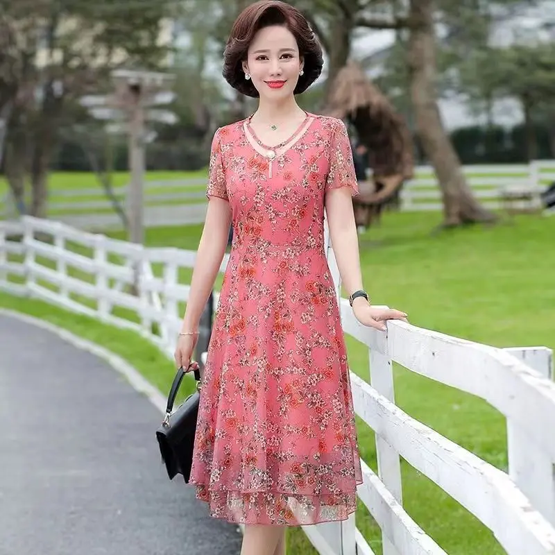 

Женское оранжевое платье миди с цветочным принтом, V-образным вырезом, короткими рукавами, А-силуэта, с оборками по низу, для элегантного повседневного образа